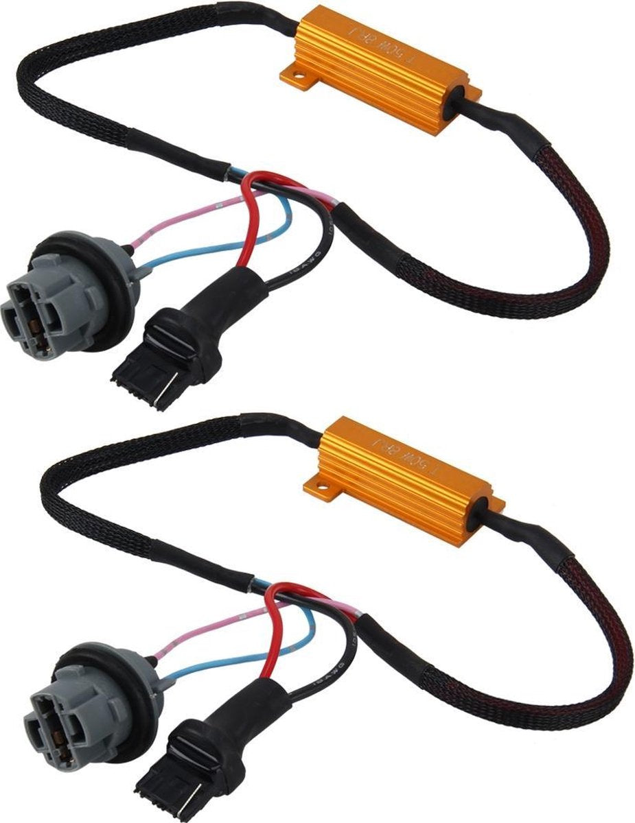 2 STUKS 7440 Auto Canbus Fout Canceller Decoder Belastingsweerstand LED 50W 8 Ohm Geen knipperend Decoder Hittebestendigheid Aluminium behuizing Koellichaam Hoog vermogen Metaal Shell Weerstand