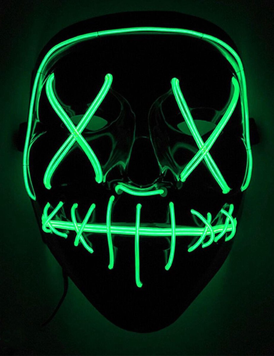 Elite - Groen lichtgevend led masker voor volwassenen - Maskers > LED maskers