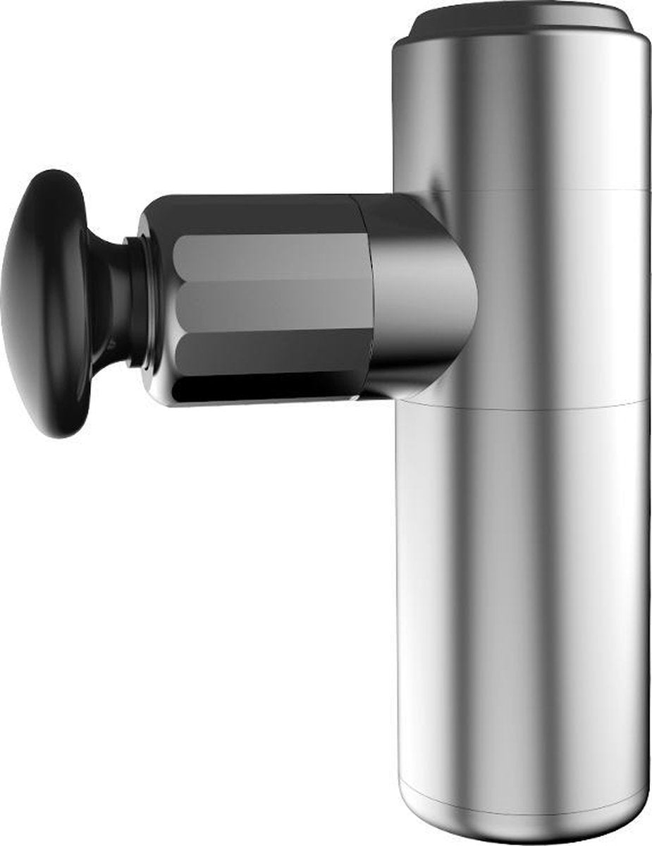 LASHES & MORE Massage Gun Mini - 4 Snelheden - Zilver - Spierpijn - 4 Massagekoppen - 3200 RPM - Aluminium Behuizing
