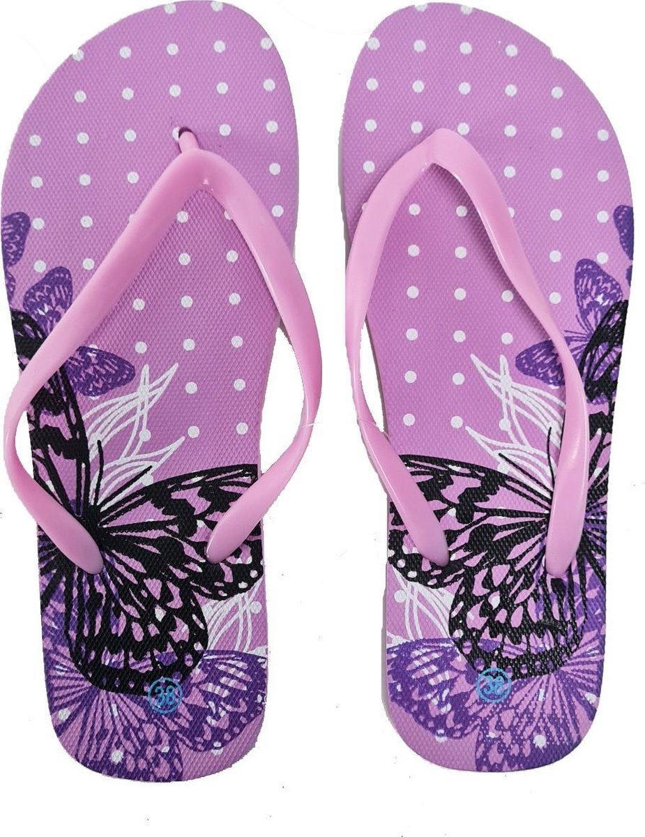Sorprese vlinder – slippers – paars – maat 40 – slippers dames – teenslippers - badslippers