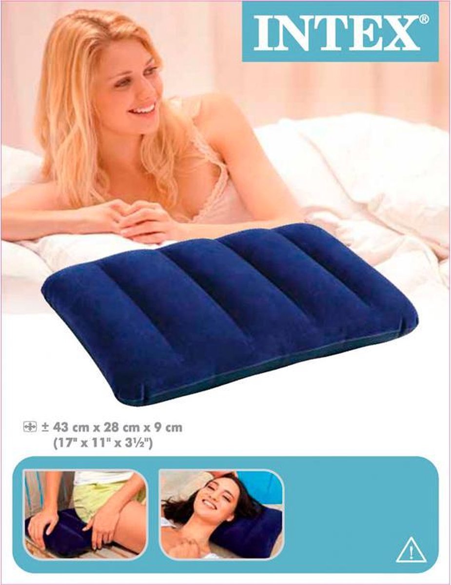 Intex Opblaasbare Kussen | Inflatable Travel Pillow | Reis Kussen | Reiskussen | Reizen | Opblaasbaar | Kamperen | 43 x 28 x 9 cm