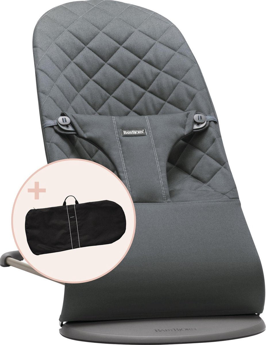 BABYBJÖRN Wipstoel Bliss - Antraciet Cotton incl Transporttas Zwart