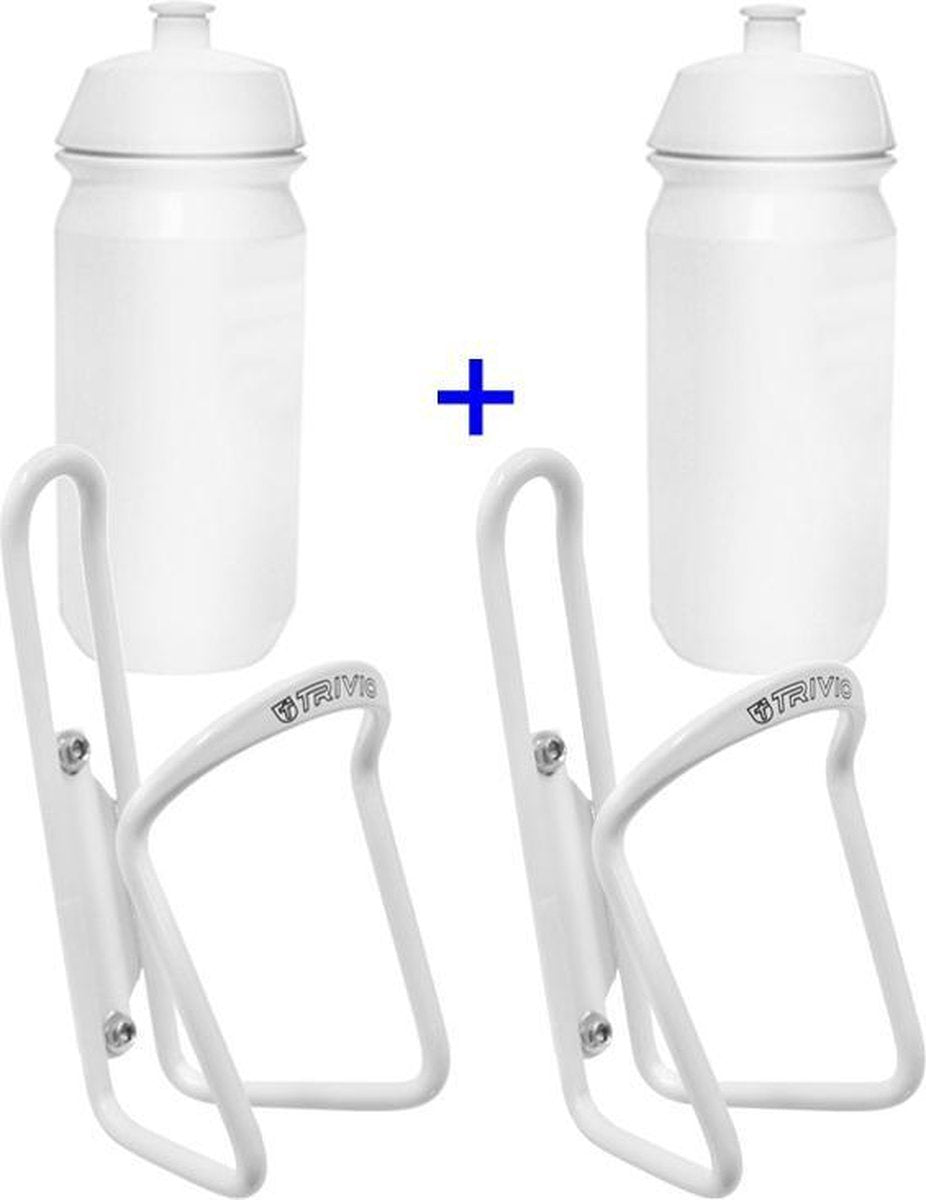 Tacx Shiva Bidons + Bidonhouders - Set van 2 stuks - Wit