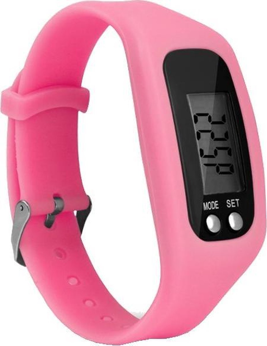 Fako® - Horloge - LCD - Stappenteller - Gesp - Roze