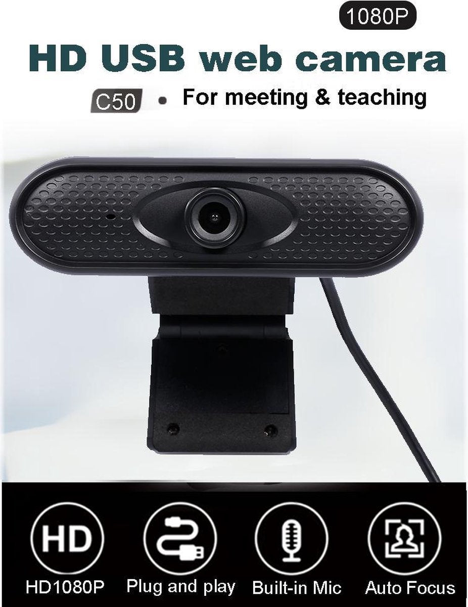 Webcam C50 PRO-Webcam met 1080PRO Lens voor PC met Microfoon – USB Webcam met Plug & Play – Werk & Thuis – Videobellen – 1080PRO