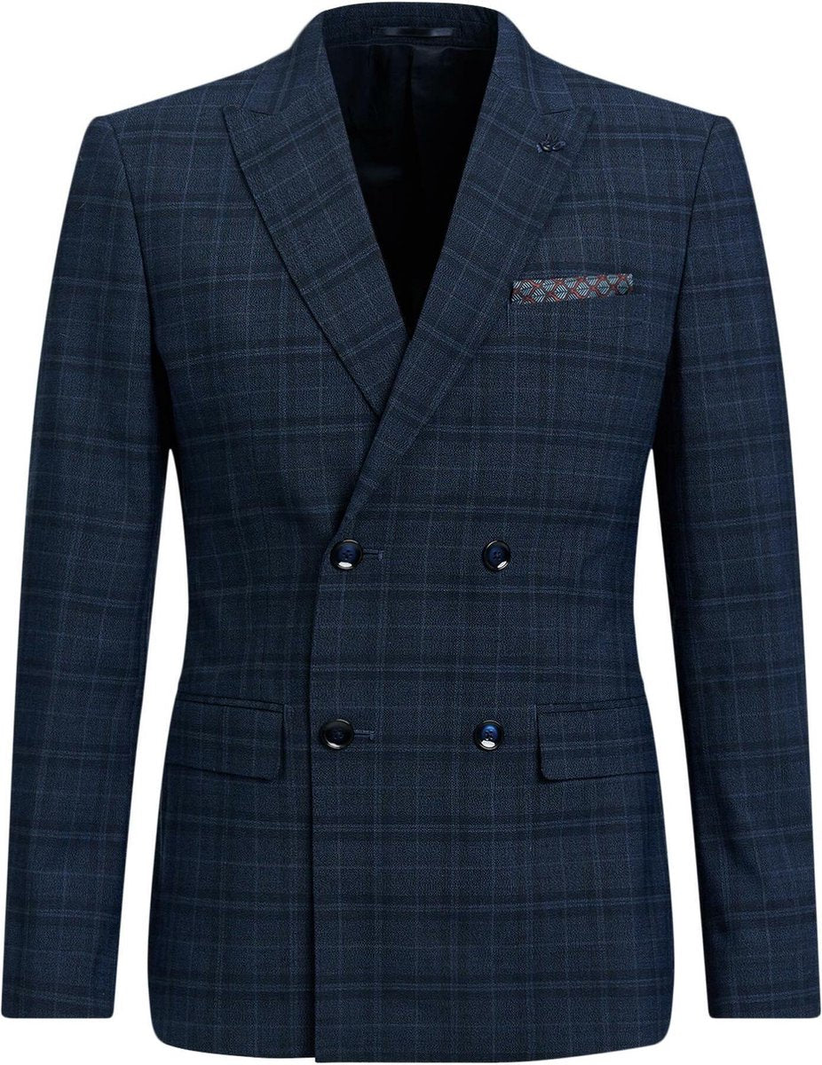 WE Fashion Heren slim fit blazer met ruitdessin