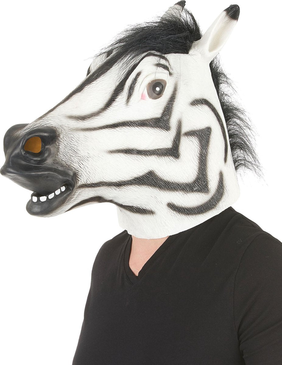 Zebra latex masker voor volwassenen - Verkleedmasker