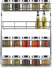 KitchenBrothers Ophangbaar Kruidenrek Voor 32 Kruidenpotjes - Spice Rack – Keuken Rek - Kruiden Organizer - Specerijen Opbergen - 4 Laags - 40 x 6.3 x 50 cm - RVS