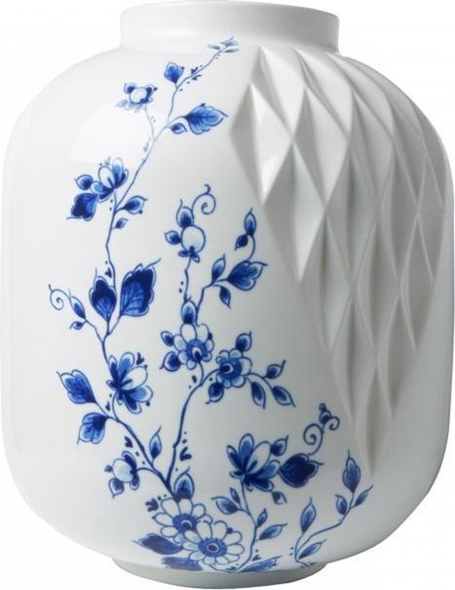 Heinen Delfts Blauw | Blauw Vouw Vaas XL