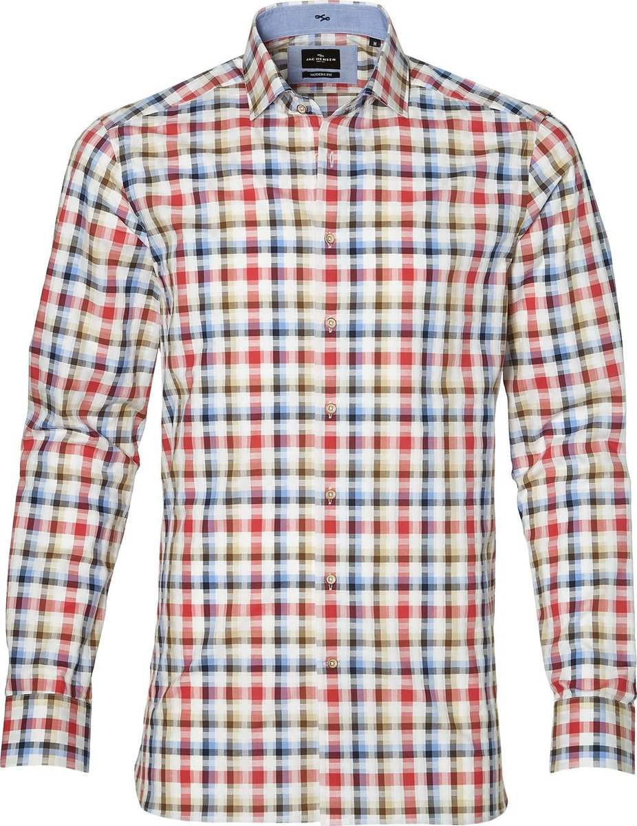 Jac Hensen Overhemd - Modern Fit - Rood - 3XL Grote Maten
