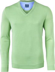 OLYMP modern fit trui katoen - V-hals - lichtgroen -  Maat: 4XL