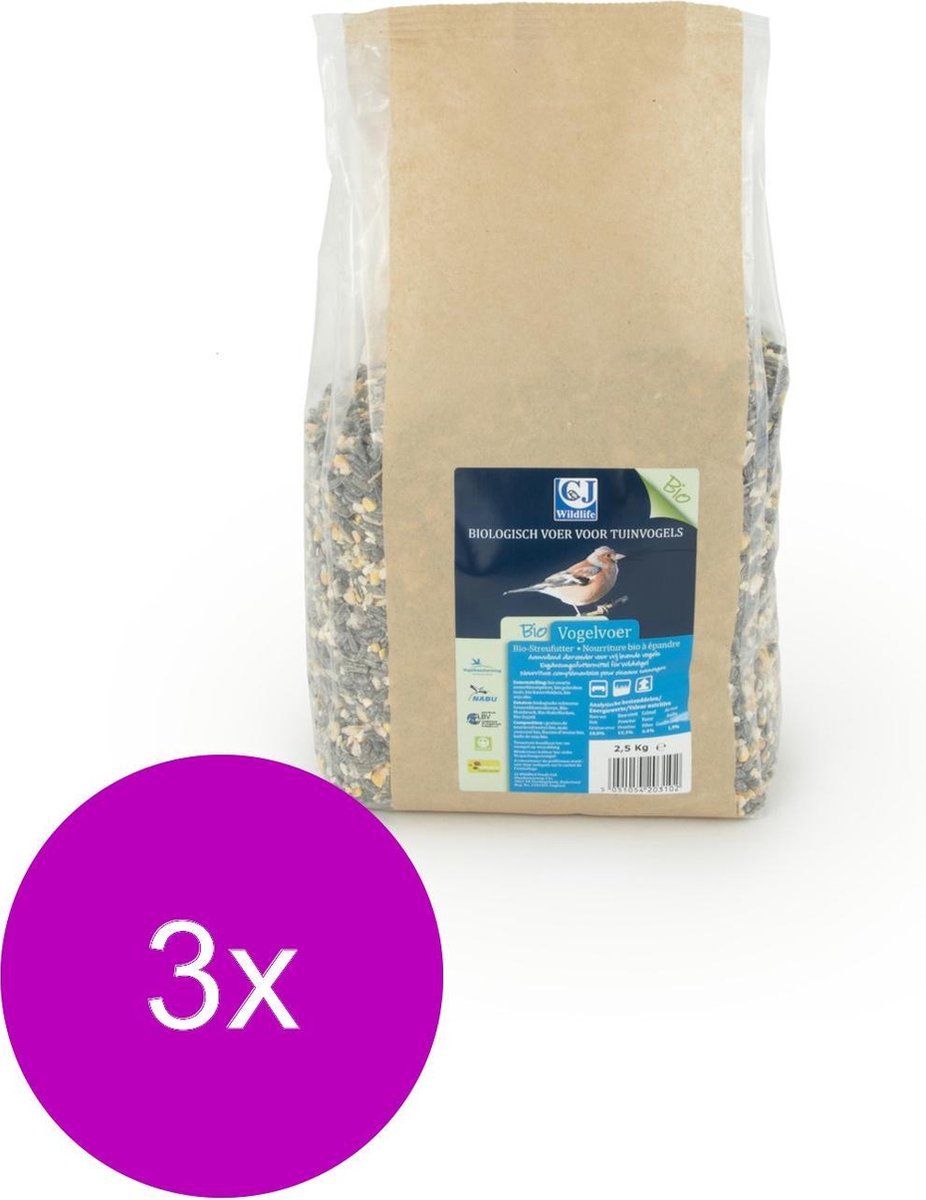 Wildbird Biologisch Vogelvoer - Buitenvogelvoer - 3 x 2.5 kg