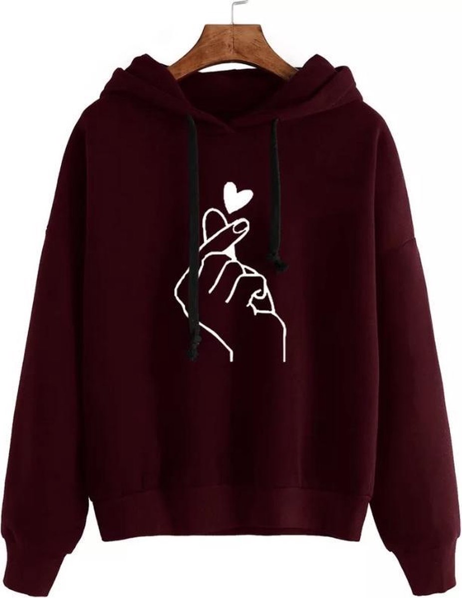 Hoodie/Dames Hoodie/Vest met Capuchon/Dames Sweater/Outdoortrui/Kleur: Bordeaux/ Maat: XS