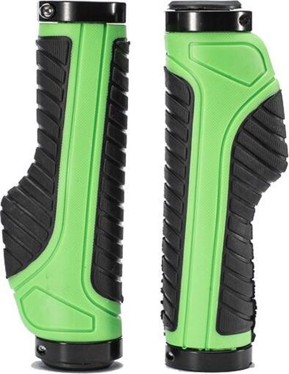 Baymate Fiets Grips MTB Racefiets Double Lock Rubber Handvatten Anti-slip Schokabsorberende Soft Bike Grips Stuur BT1802GN Green