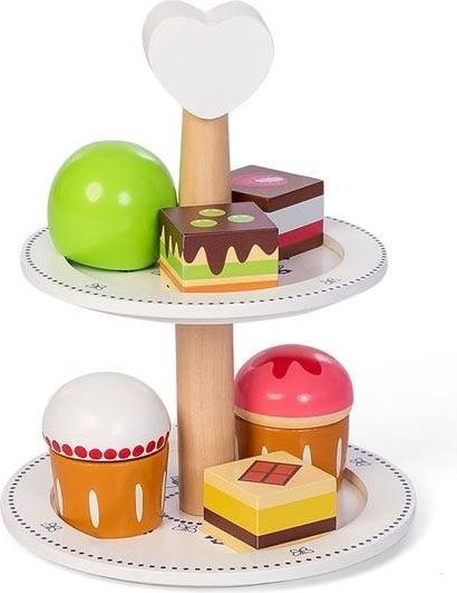 Mamamemo Gebakstandaard Royal Junior 17 Cm Hout Wit 7-delig