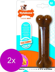 Nylabone Puppy Bone Flexible Bruin - Hondenspeelgoed - 2 x Medium Tot 16kg