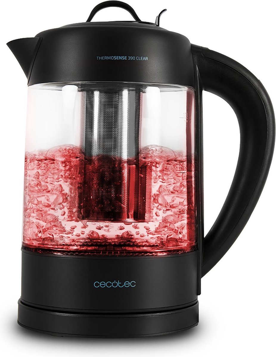 Cecotec ThermoSense 390 Clear - Waterkoker met temperatuurregeling - Theepot van glas - Waterkokers met theefilter - LED verlichting - 1