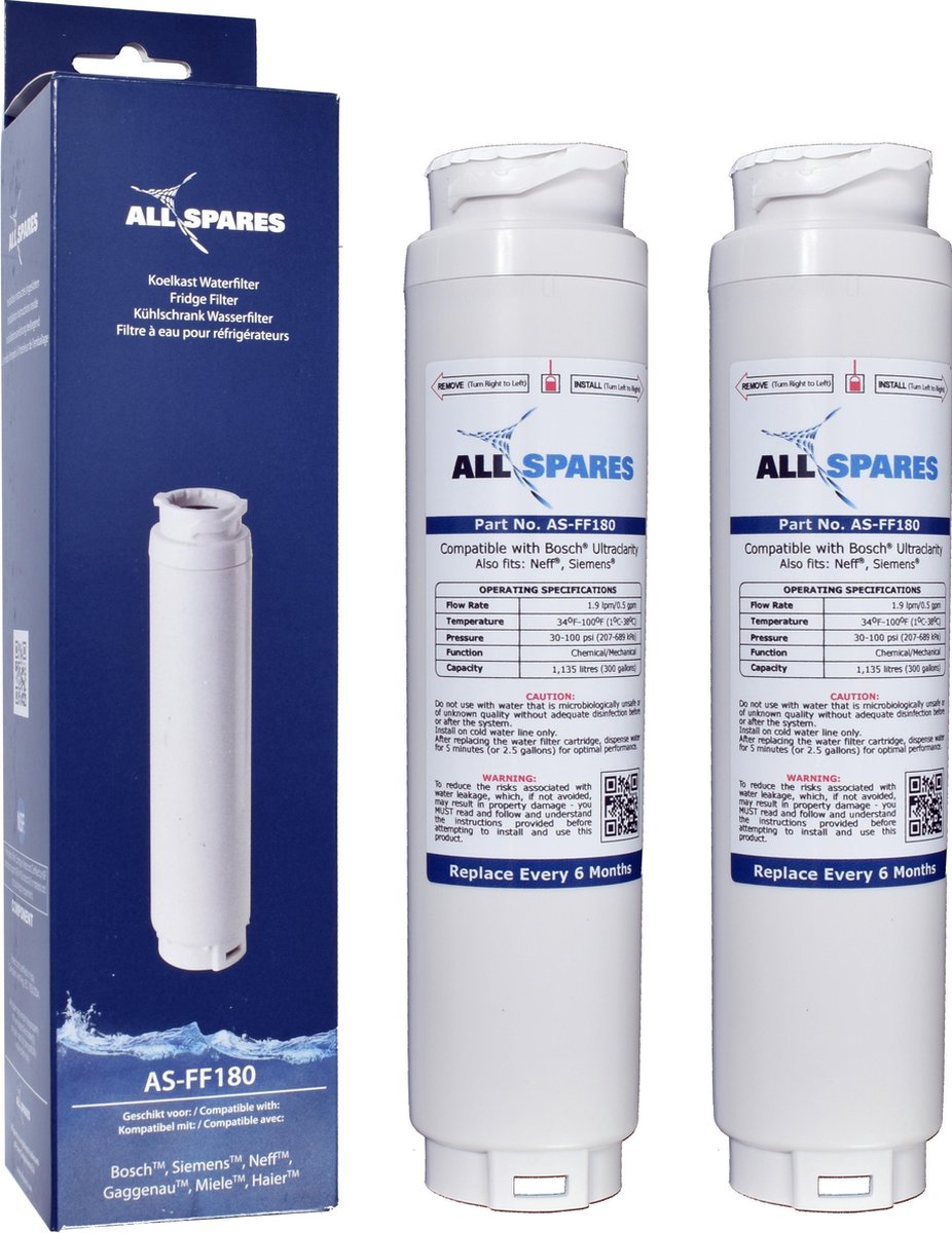 Bosch / Siemens Ultraclarity / 740560 Waterfilter - Koelkast Waterfilter van AllSpares - 2 Filters