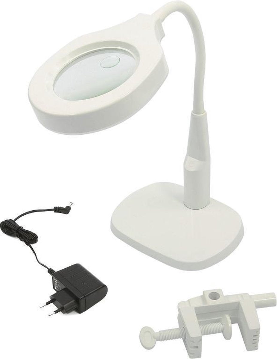 125 mm. LED Loupe - Loep Lamp met Voet en Tafelklem
