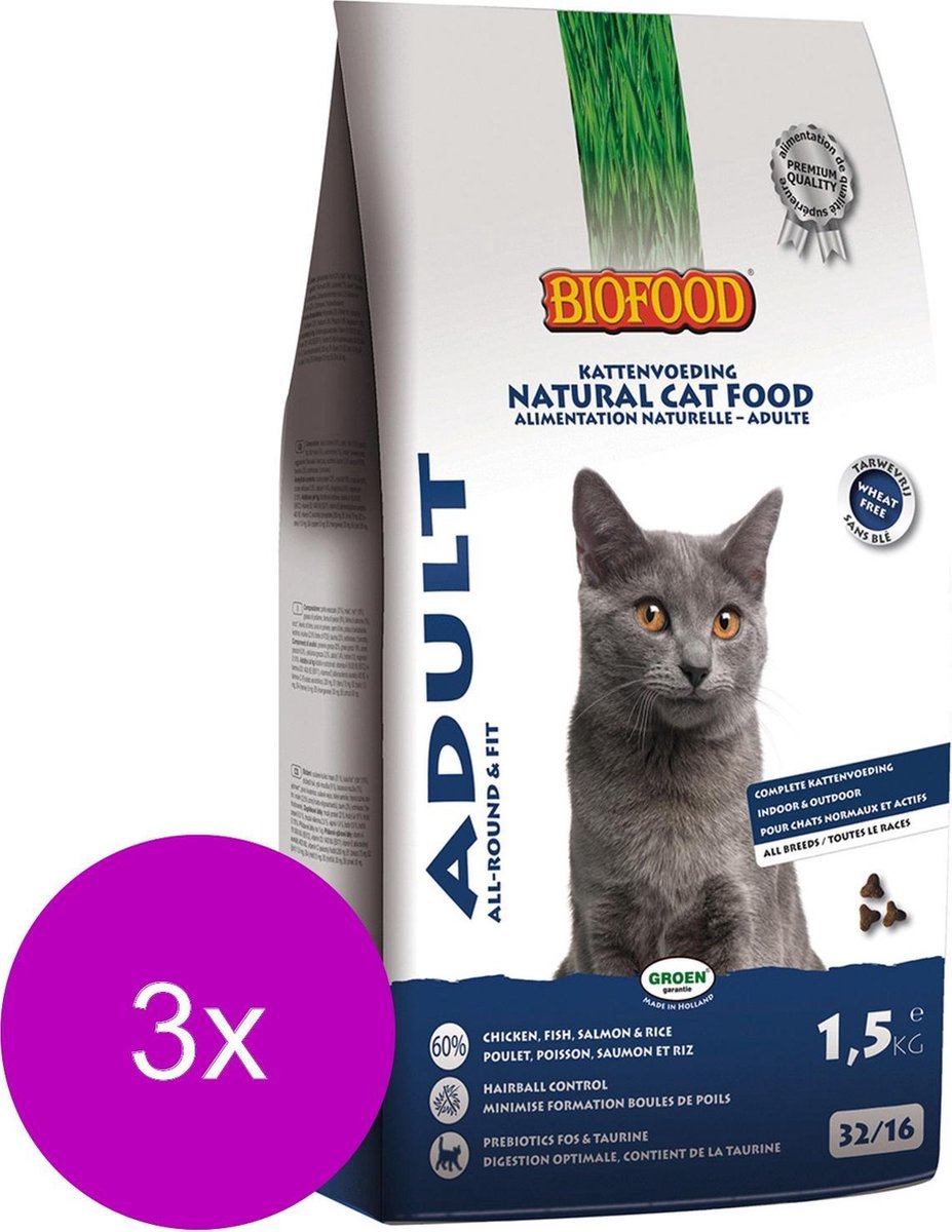 Biofood Ncf Adult - Fit - Kattenvoer - 3 x 1.5 kg