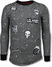 Local Fanatic Longfit Embroidery - Sweater Patches - Rockstar - Zwart - Maten: M