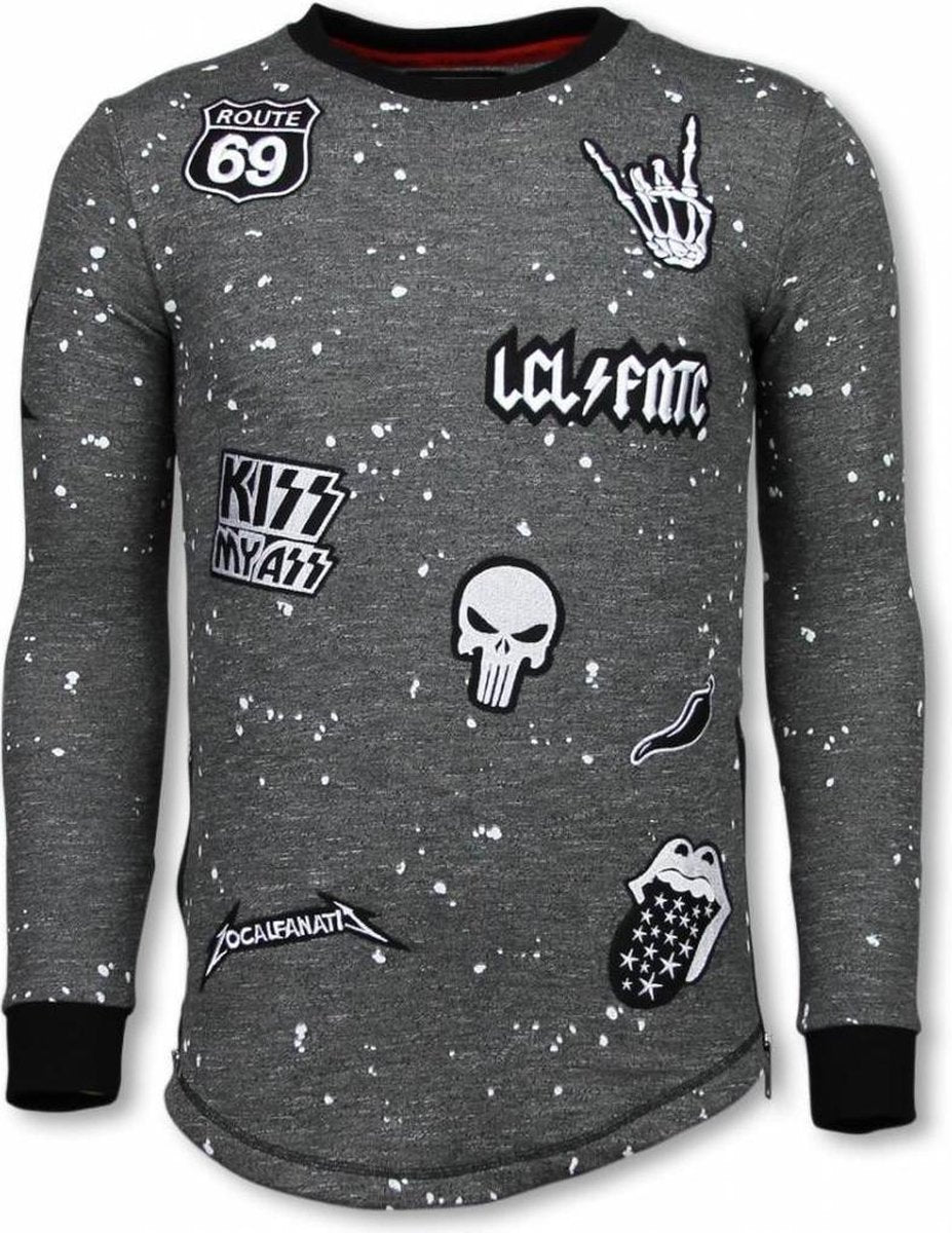 Local Fanatic Longfit Embroidery - Sweater Patches - Rockstar - Zwart - Maten: M