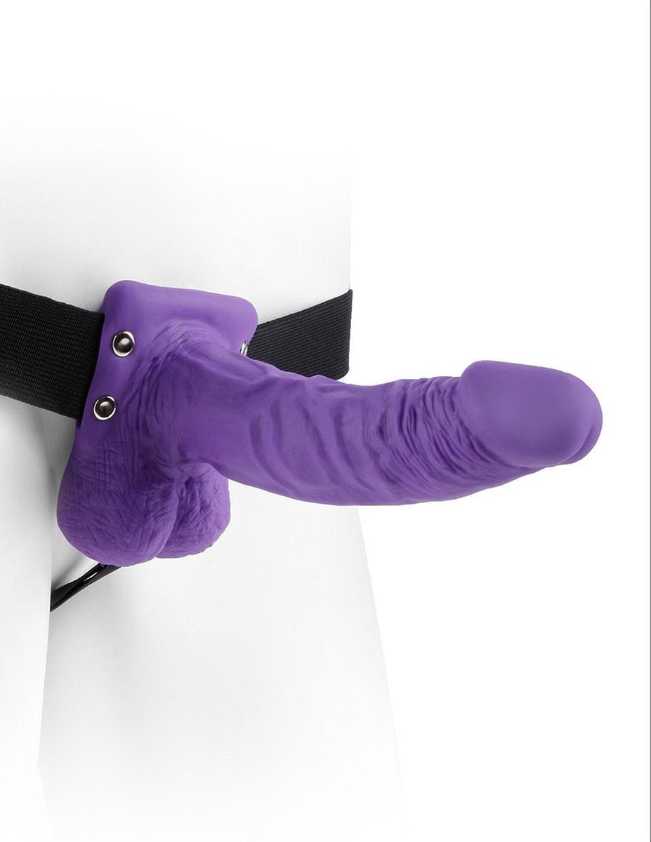Pipedream - Fetish Fantasy - Hollow Strap-On with Balls - 7 Inch - Purple