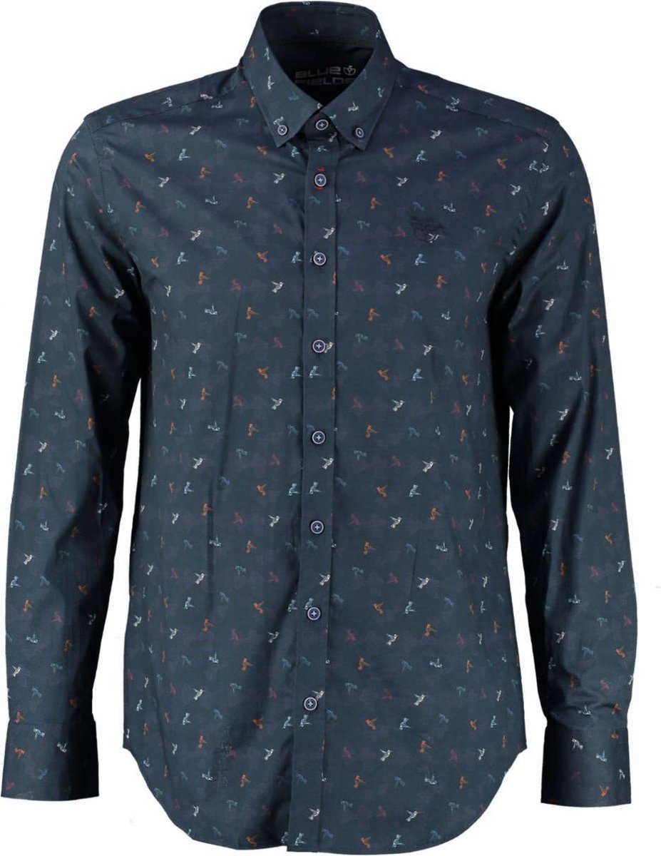 Bluefields blauw stretch overhemd - valt ruim - Maat L