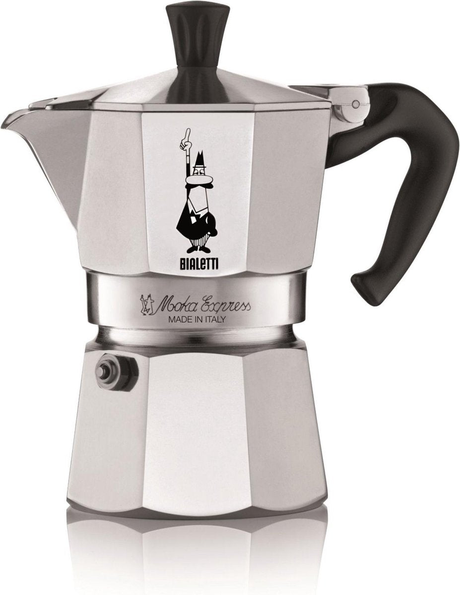 Bialetti Moka Express Percolator - Middel - 3 Kops - Zilver