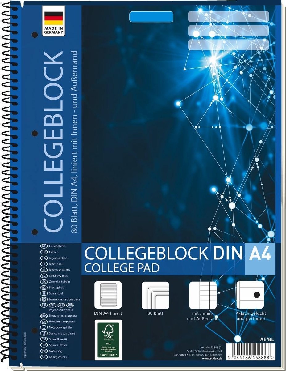 Collegeblok 80 vel A4 Lijn