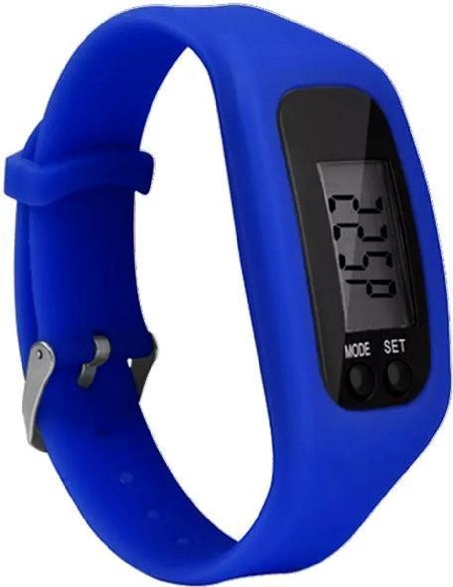Fako® - Horloge - LCD - Stappenteller - Gesp - Donkerblauw