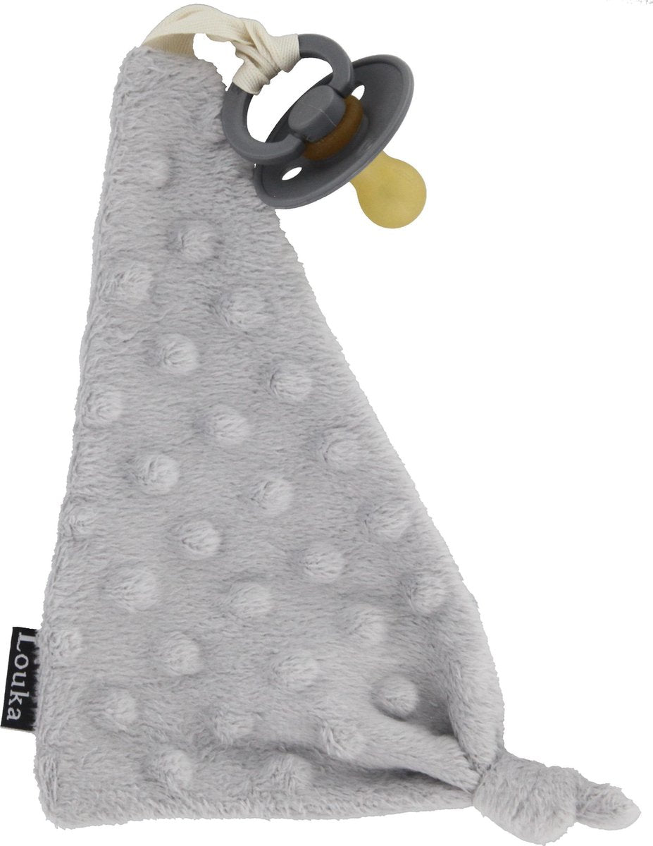 Louka speendoekje driehoek minky licht grijs - jongen - meisje - minky - speenknuffel - excl. Bibs speen