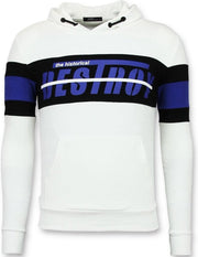 Enos Sweater met Capuchon Heren - Striped Hoodie - Wit - Maten: XS