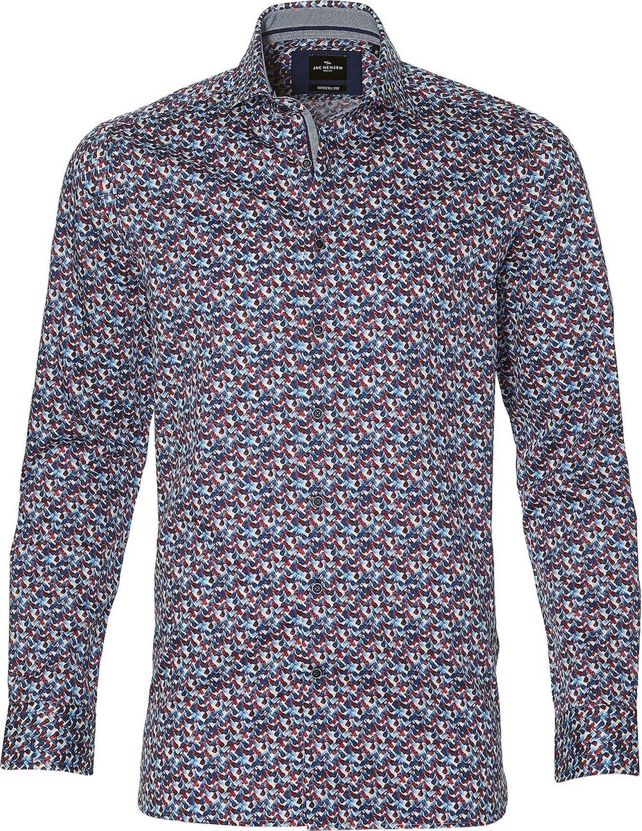 Jac Hensen Overhemd - Modern Fit - Rood - 4XL Grote Maten