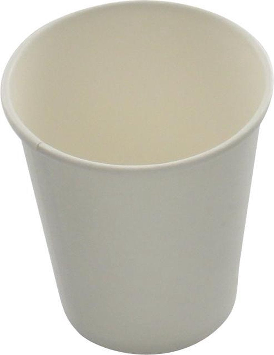 1000x Hot cup-beker karton en coating 150ml wit - koffie thee soep warme drank hot festival thema feest
