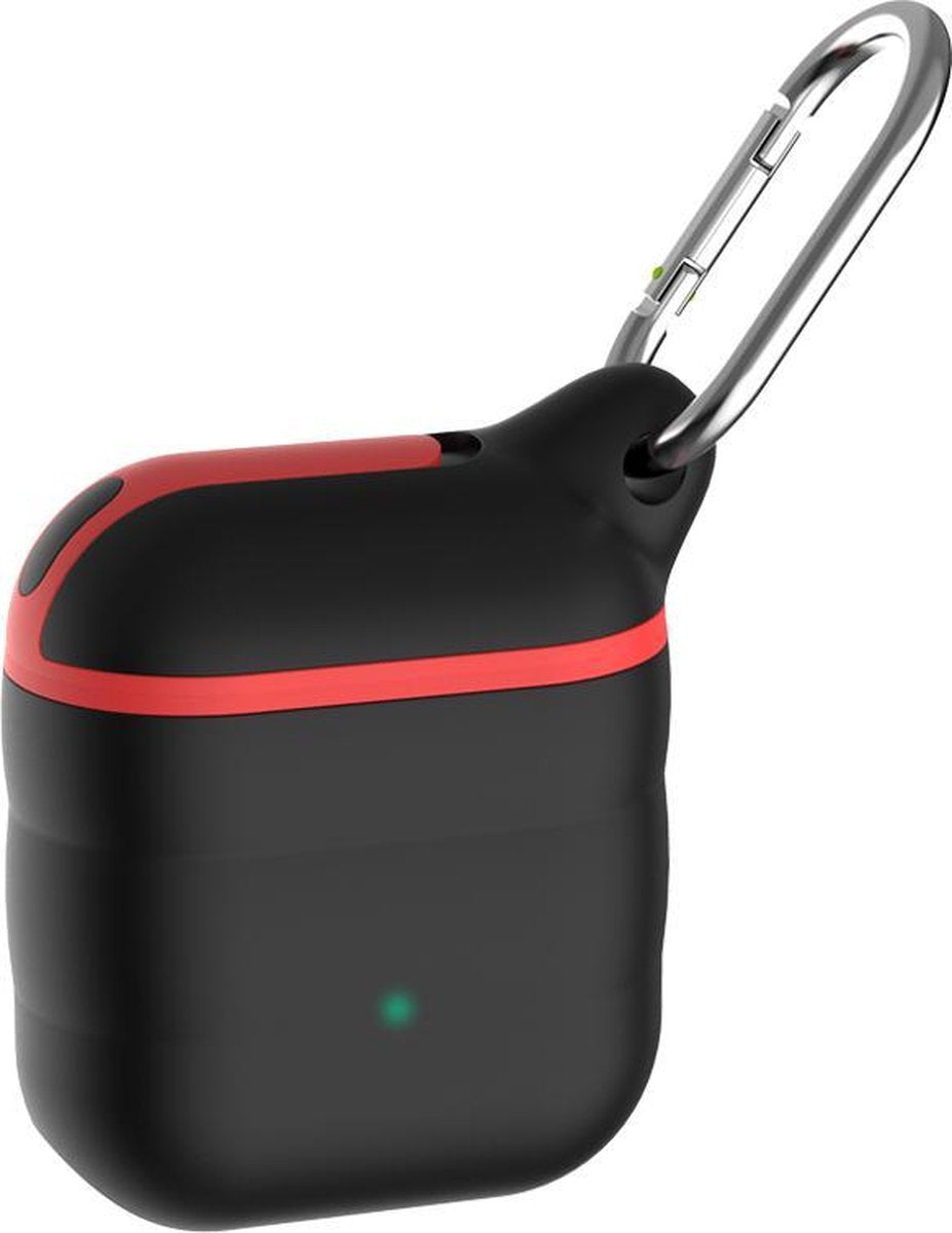 Airpods Hoesje - Siliconen Soft Case met Clip - Waterdicht - Zwart