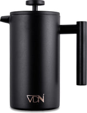 French press Cafetiere - 0.8 L - Verse koffie zetten - Dubbele wand isolatie - Zwart - VDN