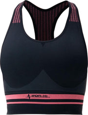 Iron-ic Sportbeha Dames Polyamide/elastaan Zwart/roze Mt S/m