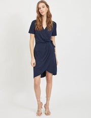 VILA VINAYELI SS KNEE WRAP DRESSSU Dames Jurk - Maat XL