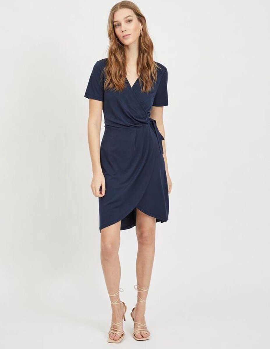 VILA VINAYELI SS KNEE WRAP DRESSSU Dames Jurk - Maat XL