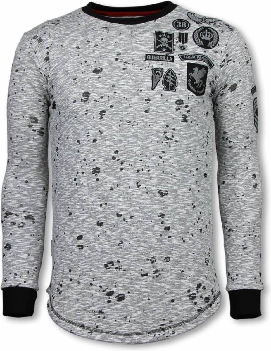 Local Fanatic Longfit Embroidery - Sweater Patches - Guerrilla - Grijs - Maten: XXL
