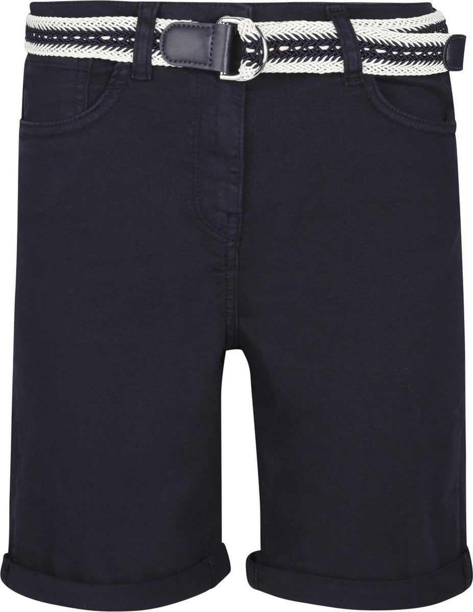 Cassis - Effen short met gevlochten riempje - Marineblauw