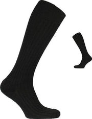 2-Pack Dikke Thermo Kniekousen met Merino Wollen Badstof Voering S26 - Unisex - Zwart - Maat 39-42