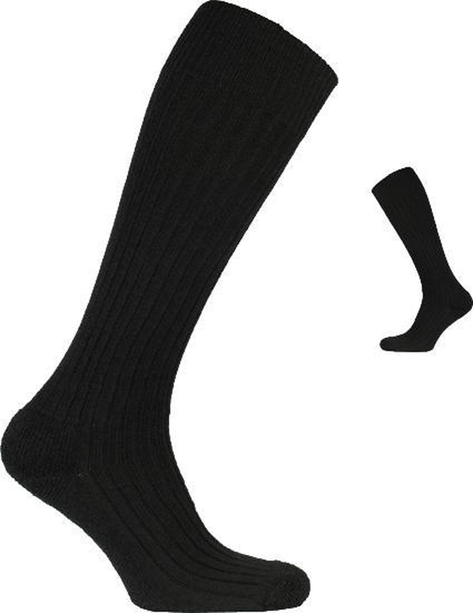 2-Pack Dikke Thermo Kniekousen met Merino Wollen Badstof Voering S26 - Unisex - Zwart - Maat 39-42