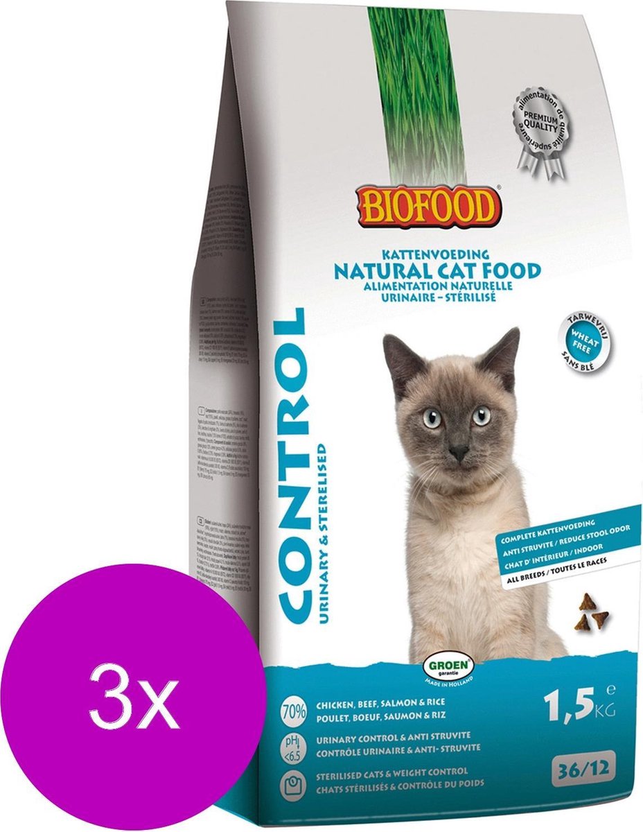 Biofood Ncf Control Urinary&Sterilised - Kattenvoer - 3 x 1.5 kg