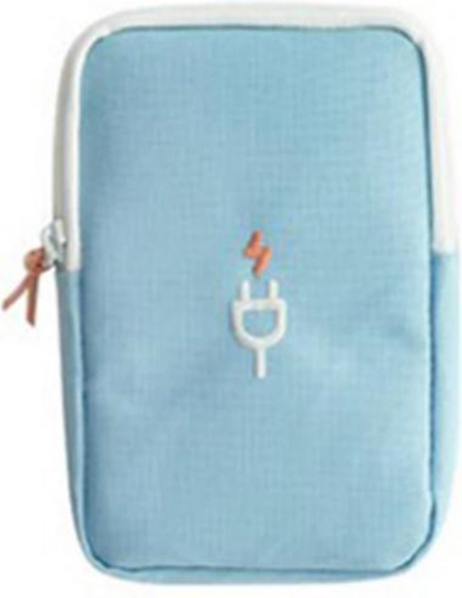 Kabel organiser tas - opbergtas - tas voor kabels - powerbank case - snoeren wegwerken - waterafstotend - Lichtblauw