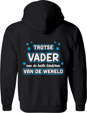 Vader vest  – Papa vest met capuchon Heren – Perfect Vaderdag Sweatvest  - Geschenk vest Cadeau – Hoodie met rits - Maat L