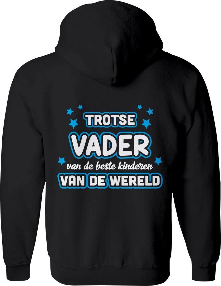 Vader vest  – Papa vest met capuchon Heren – Perfect Vaderdag Sweatvest  - Geschenk vest Cadeau – Hoodie met rits - Maat L