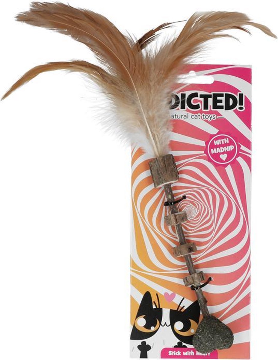 Addicted Stick with heart and feathers