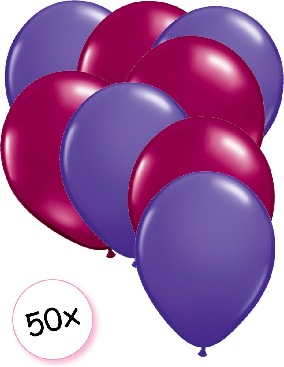 Ballonnen Paars & Fuchsia 50 stuks 27 cm